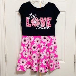 Justice Pink & Black Floral Dress